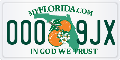 FL license plate 0009JX