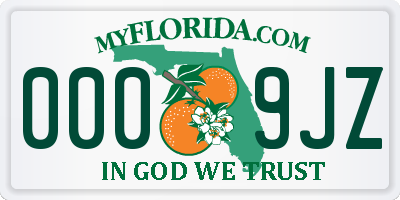 FL license plate 0009JZ