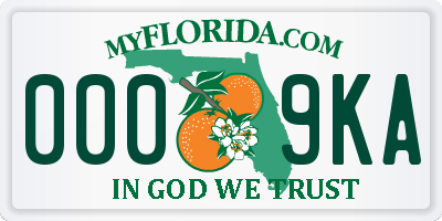 FL license plate 0009KA