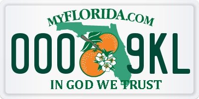 FL license plate 0009KL