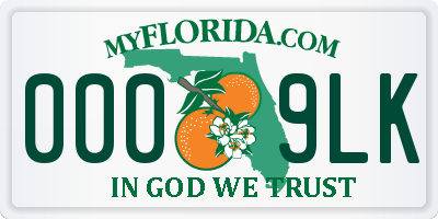 FL license plate 0009LK