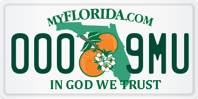FL license plate 0009MU