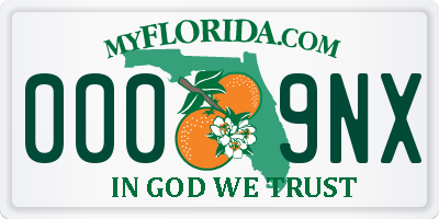 FL license plate 0009NX