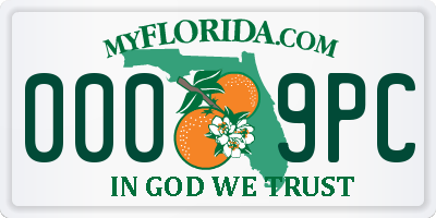 FL license plate 0009PC