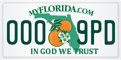 FL license plate 0009PD