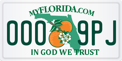 FL license plate 0009PJ