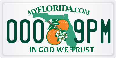 FL license plate 0009PM