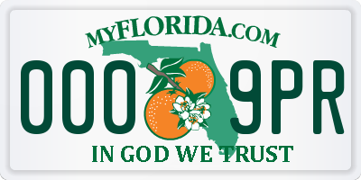 FL license plate 0009PR
