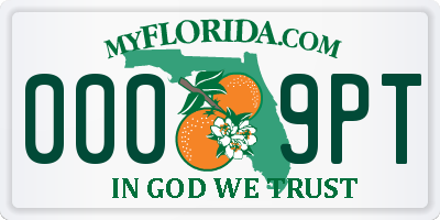 FL license plate 0009PT