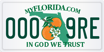 FL license plate 0009RE