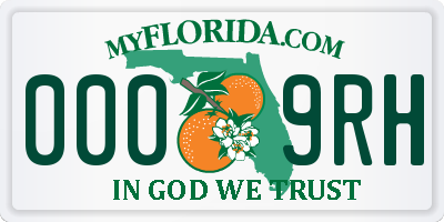 FL license plate 0009RH