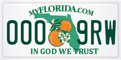 FL license plate 0009RW