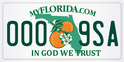 FL license plate 0009SA