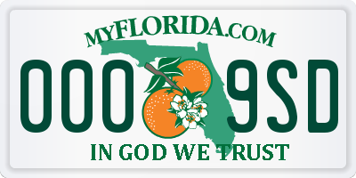 FL license plate 0009SD