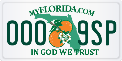 FL license plate 0009SP
