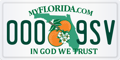 FL license plate 0009SV