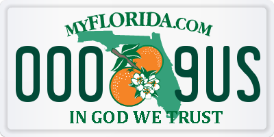 FL license plate 0009US