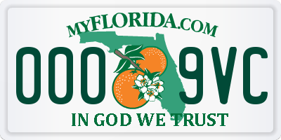 FL license plate 0009VC