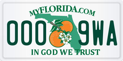 FL license plate 0009WA