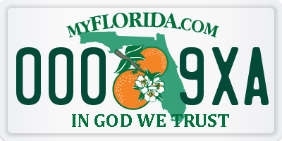 FL license plate 0009XA