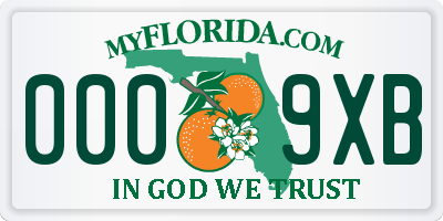FL license plate 0009XB
