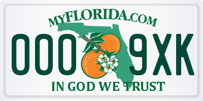 FL license plate 0009XK
