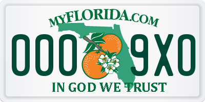 FL license plate 0009XO