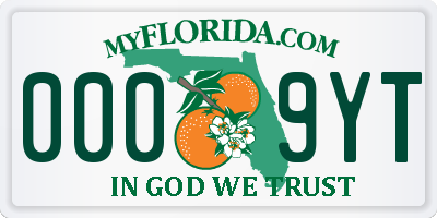 FL license plate 0009YT
