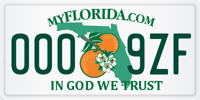 FL license plate 0009ZF