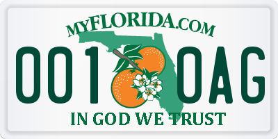 FL license plate 0010AG