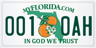 FL license plate 0010AH