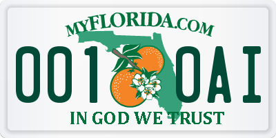 FL license plate 0010AI