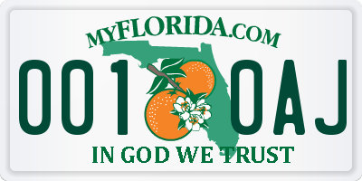 FL license plate 0010AJ