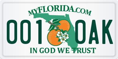 FL license plate 0010AK