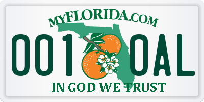 FL license plate 0010AL