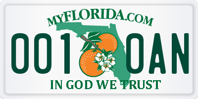 FL license plate 0010AN