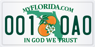 FL license plate 0010AO