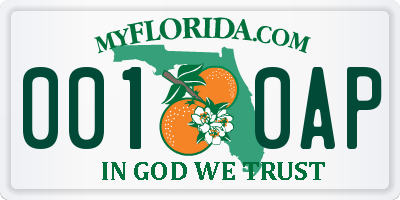 FL license plate 0010AP