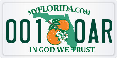 FL license plate 0010AR