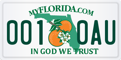 FL license plate 0010AU