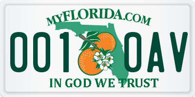 FL license plate 0010AV