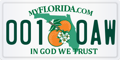 FL license plate 0010AW