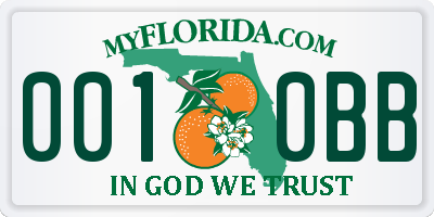 FL license plate 0010BB