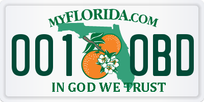 FL license plate 0010BD