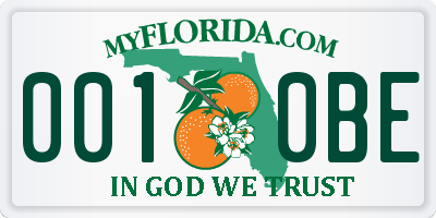 FL license plate 0010BE