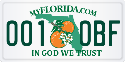 FL license plate 0010BF