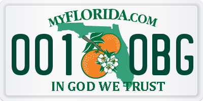 FL license plate 0010BG