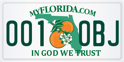 FL license plate 0010BJ