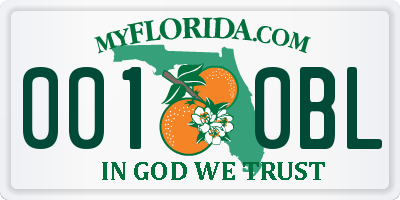 FL license plate 0010BL