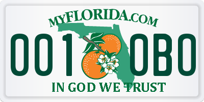 FL license plate 0010BO